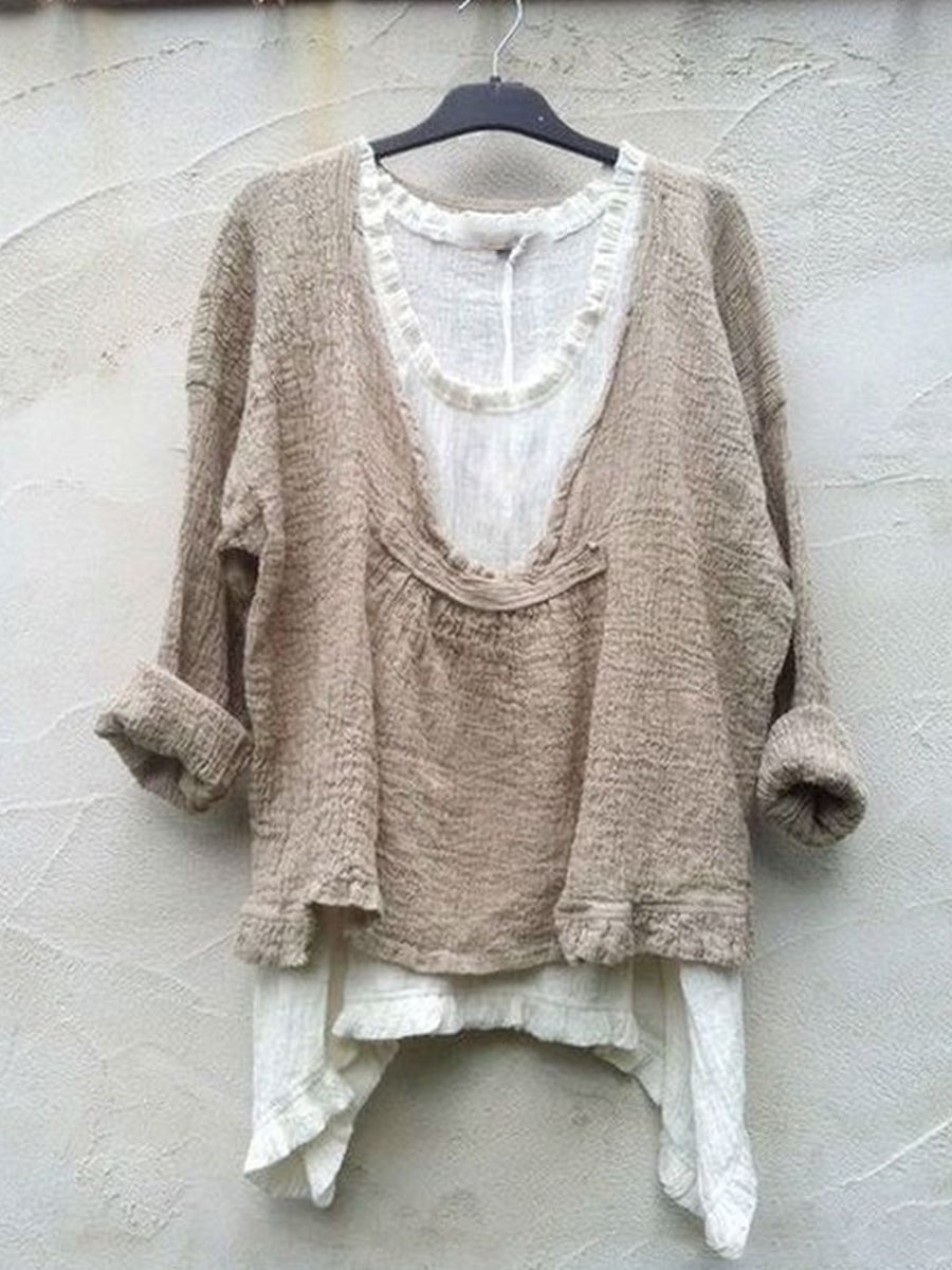 LilyWish Women's Casual Layered Look Loose Fit Long Sleeve Tunic Top