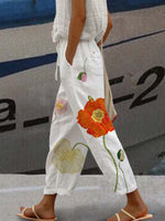 LilyWish Loose Casual Floral Linen Pants