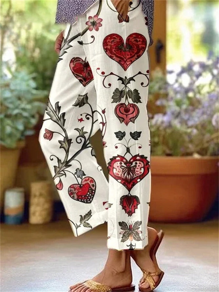 LilyWish Floral Print Straight Pants