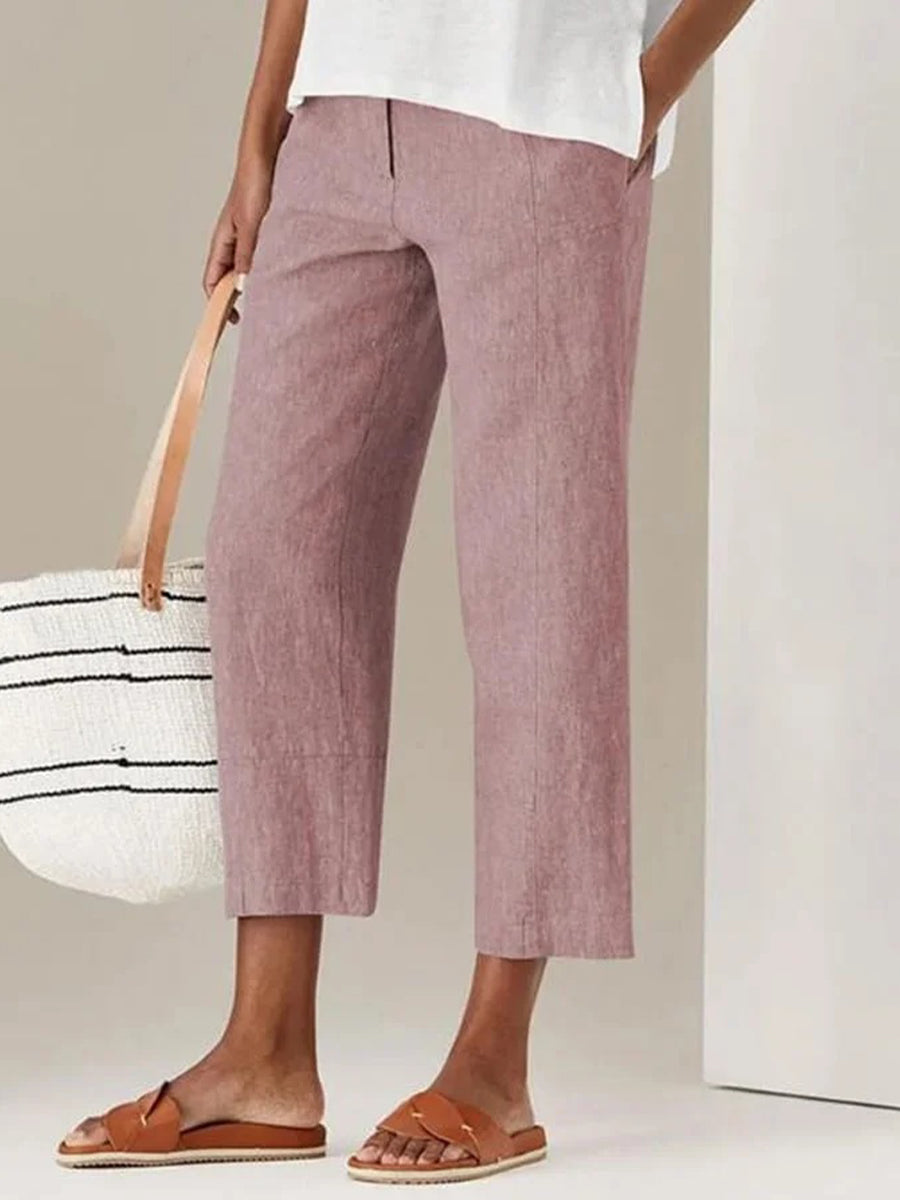 Thin Solid Color High Waisted Harlem Casual Pants