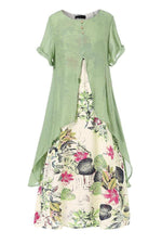 Casual Short Sleeve Round Neck Floral Printed Maxi Dress
