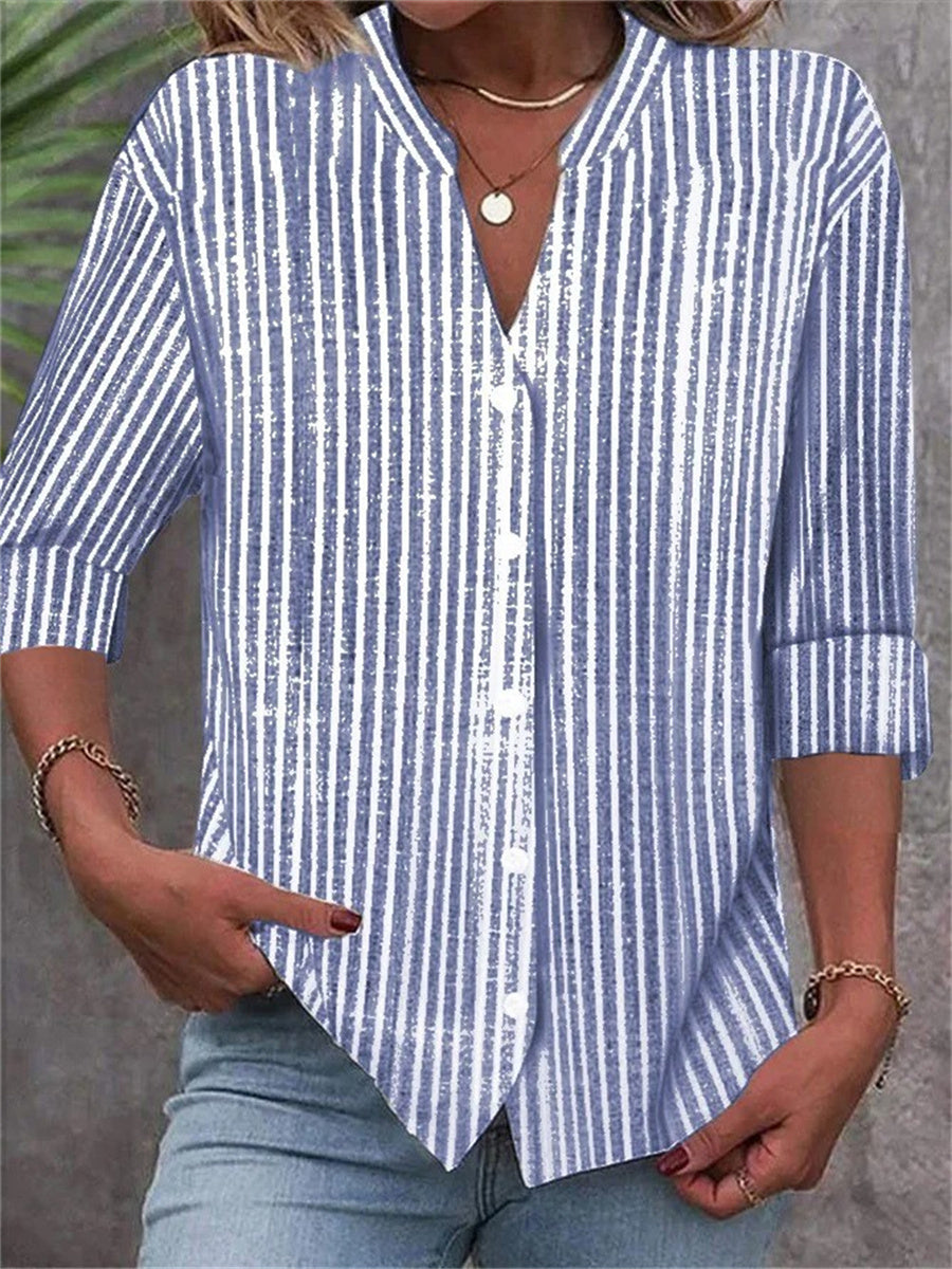 LilyWish Stripe Printed Long Sleeve Casual Daily Shirt