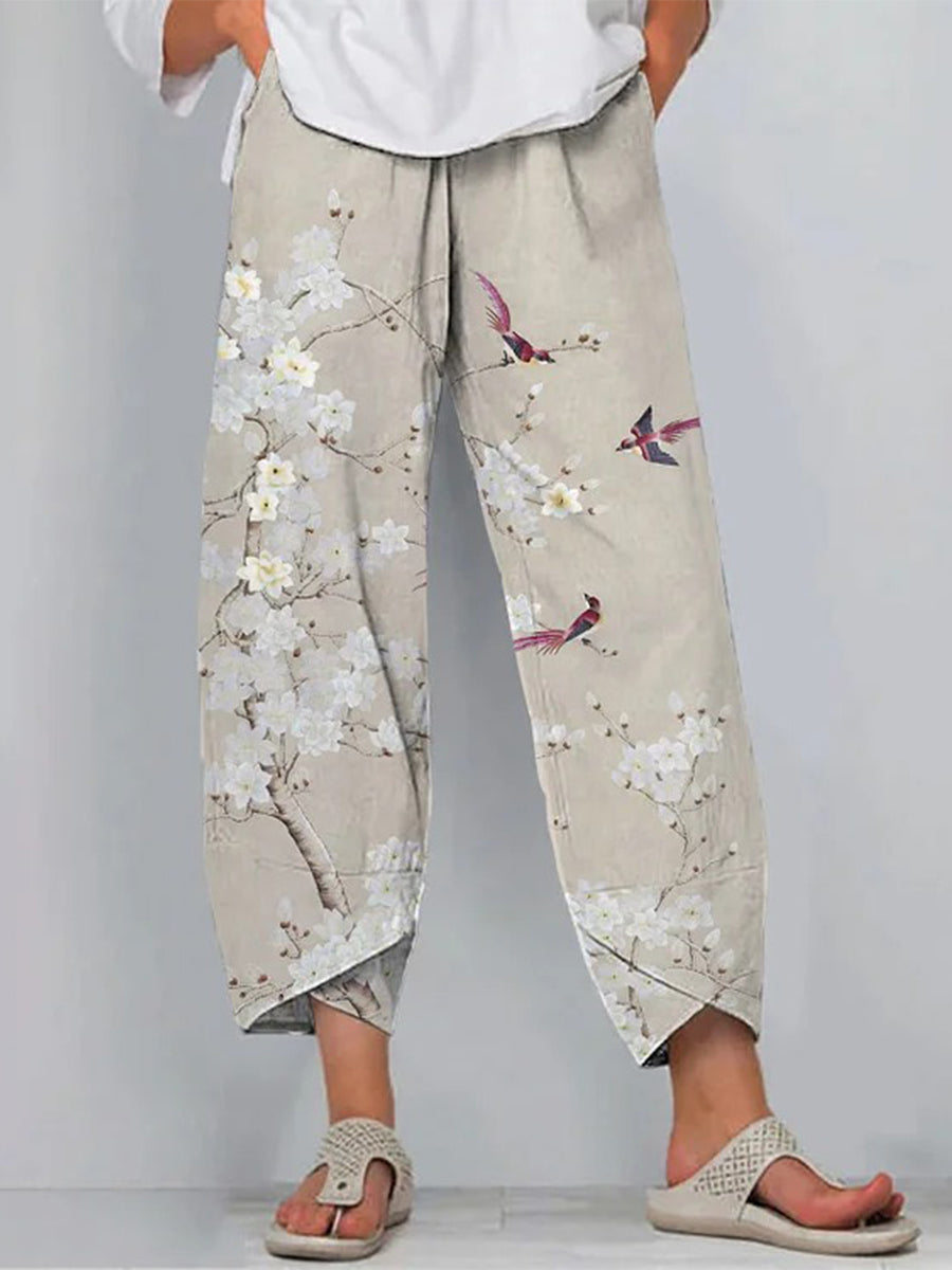 LilyWish Comstylish Floral Print Loose Casual Pants