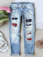 LilyWish Stretch Ripped Frayed Raw Hem Distressed Jeans