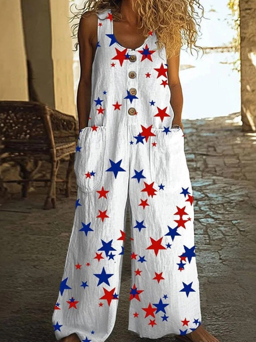 Casual Round Neck Sleeveless Jumpsuit