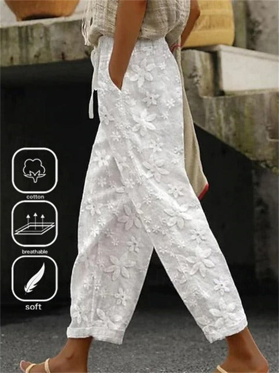 LilyWish Plain Loose Vacation Pocket Stitching Straight Pants