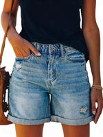 LilyWish Solid Color Normal Short Jeans