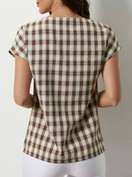 Plaid Casual Summer Round Neck Blouse