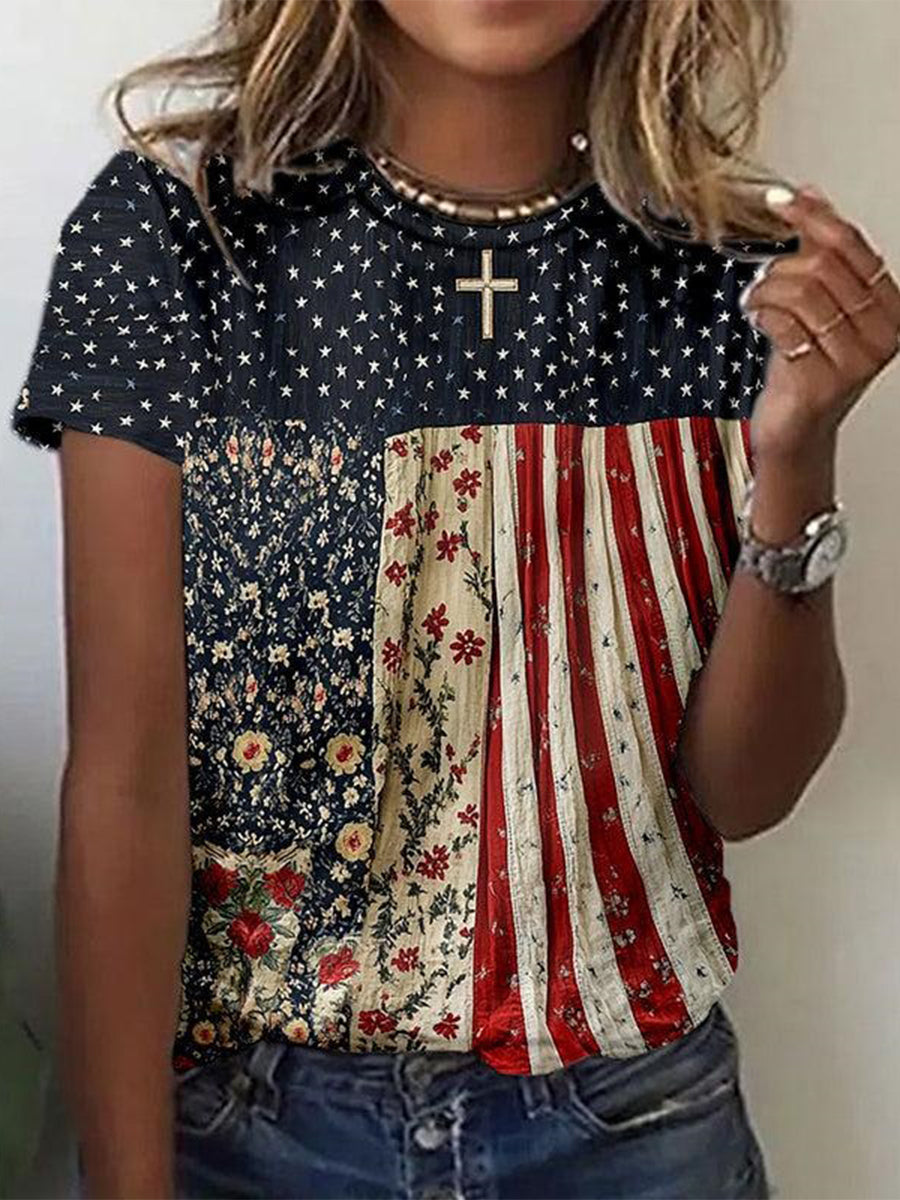 LilyWish Stylish Round Neck Short Sleeve Top