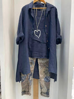 Plus Size Blue Tank Top Trouser Cardigan Blue Three Piece Set