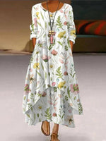 Youthful Print Round Neck Maxi Dress
