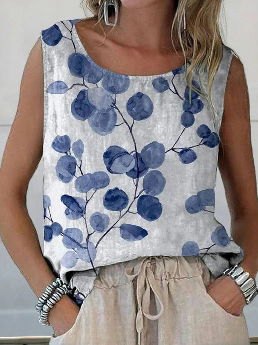 LilyWish Vintage Casual Round Neck Sleeveless Tank Top