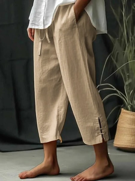 Khaki Casual Solid Daily Pants
