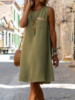 Sleeveless Loose Pocket Mini Dress