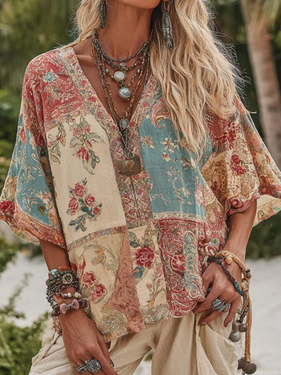 LilyWish Gorgeous V-Neck Half Sleeve Top